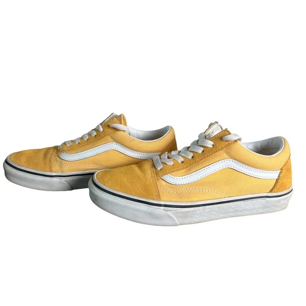 Vans Old Skool Ochre Yellow Suede Canvas Low Top Sneakers Womens 7.5 Mens 6.0